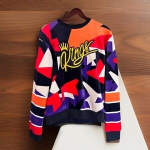 Switch Kings Remarkable Sweatshirt Velour Suede S Embroidered Color Block Orange